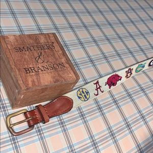 Smathers & Branson Tan SEC Needlepoint Belt